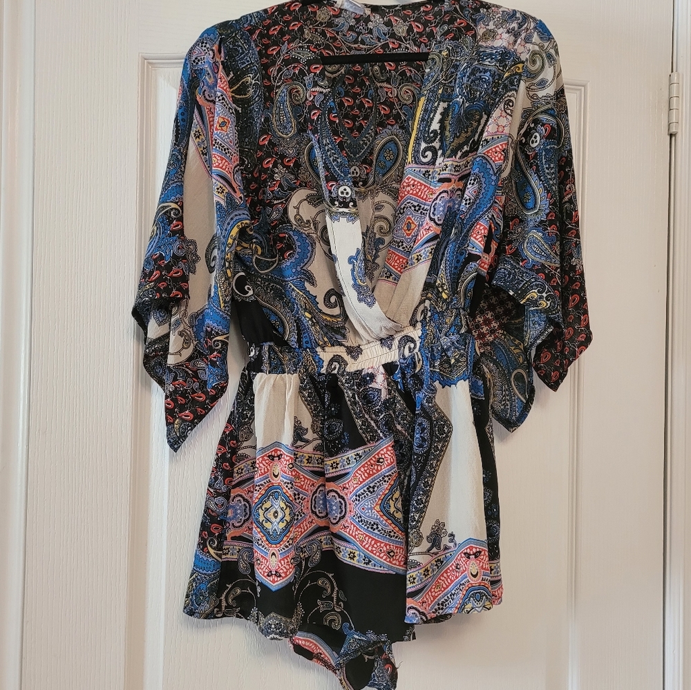 Kimono Style Playsuit W/Elastic Waist M/L